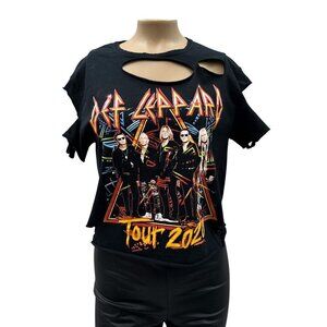 Custom Def Leppard 2020 Tour Rock Band Black Graphic T Shirt Cut-Out  Women S